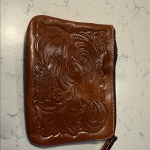 Patricia Nash Brown Embossed Leather Clutch